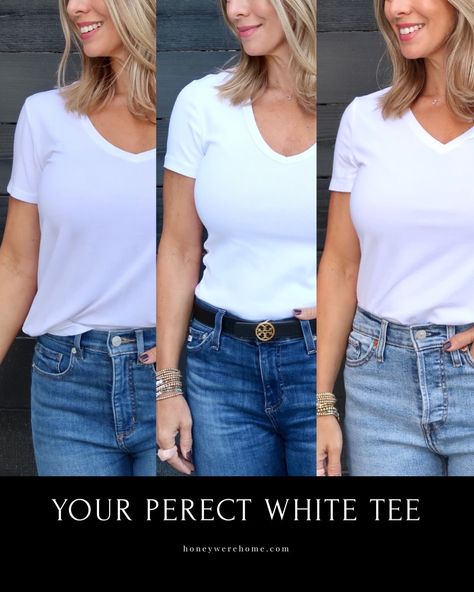 White Tee Shirt Outfit, Perfect White Tee Shirt, Shirt And Jeans Women, White Tees Outfit, White Tshirt Outfit, Jeans And T Shirt Outfit, Tee Shirt Outfit, Tie A Scarf, White Shirt Outfits