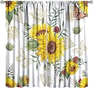 Window Treatments For Kitchen, Sunflower Curtains, Cafe Living Room, Hummingbird Print, Sunflower Kitchen Decor, Best Gifts For Boys, Vintage Sunflower, Sunflower Kitchen, Kitchen Window Treatments