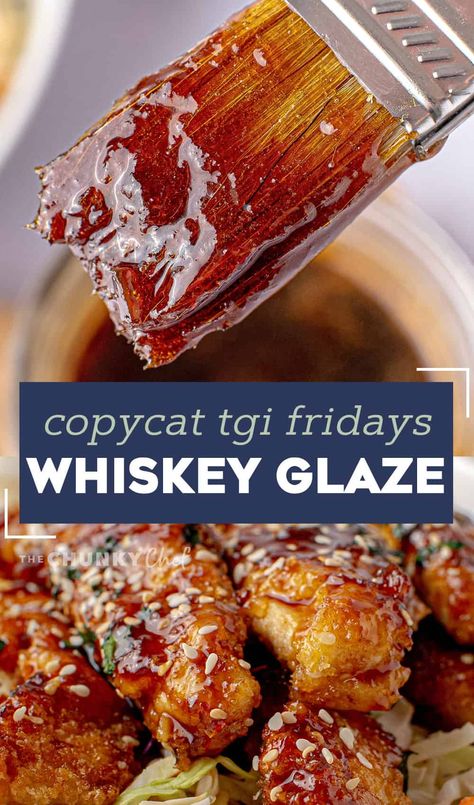 This Copycat TGI Fridays Whiskey Glaze (also previously called Jack Daniels Sauce), is the perfect blend of sweet and savory. It's amazing on chicken, beef, pork, seafood, veggies and more! #whiskey #glaze #tgifridays #jackdaniels Jack Daniel’s Whiskey Glaze, Tgi Fridays Jack Daniels Chicken, Pub Style Burger Recipes, Whiskey Glazed Chicken, Copycat Jack Daniels Sauce Tgi Fridays, Jack Daniels Steak Marinade, Copycat Tgif Jack Daniels Sauce, Jack Daniels Wings, Jack Daniels Glaze Tgi Fridays