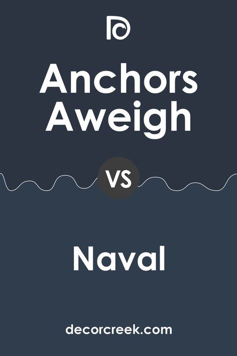 Anchors Aweigh vs. Naval by Sherwin Williams Anchors Aweigh Sherwin Williams, Sw Anchors Aweigh, Sw Naval, Sherman Williams, Picking Paint Colors, Navy Blue Kitchen, Navy Paint, Anchors Aweigh, Exterior House Color