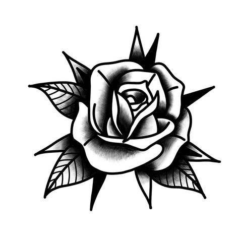 Tattoos, Traditional Rose Tattoo Design, Traditional Rose Tattoo, Traditional Rose, Rose Tattoo Design, Rose Tattoo, Old School, Black And White, My Style