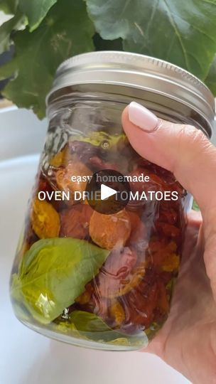 9.5K views · 1.7K reactions | Follow @tomato__tomatoe for more easy, healthy and delicious recipes. 🌞✨

OVEN DRIED TOMATOES 

These are seriously the easiest thing you can make! The use only a few ingredients and take some patience. Sundried tomatoes from the store are typically soaked in seed oils which are extremely inflammatory for the body. I try to avoid products that contain seed oils but this can get pricy. This is why making them at home is economical, easy and all around better for you.

Recipe
1 large container of cherry or grape tomatoes 
Salt to season 
Extra virgin olive oil 

➡️ Rinse tomatoes and slice in half. Arrange on a baking sheet cut side down. Drizzle lightly with olive oil and season with salt. 
➡️ Heat oven to 250 and bake in the oven for 3 hours. Once dried, plac Oven Dried Tomatoes, Homemade Ginger Ale, Recipes Oven, Sundried Tomatoes, Seed Oils, Homemade Tomato Sauce, Dehydrated Food, Cooking Wine, Grape Tomatoes