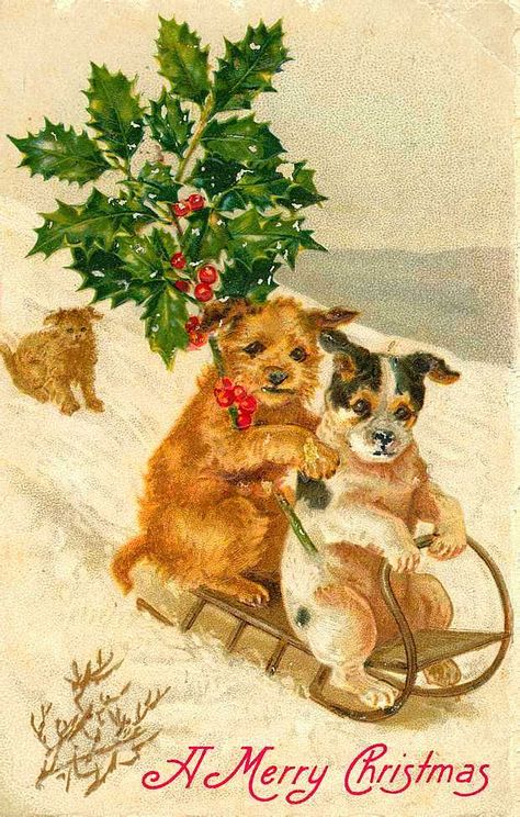 Vintage Christmas Cards Antique Christmas Cards, Victorian Christmas Cards, Images Noêl Vintages, Christmas Bears, Victorian Illustration, Christmas Image, Vintage Holiday Cards, Japan Illustration, Dog Greeting Cards