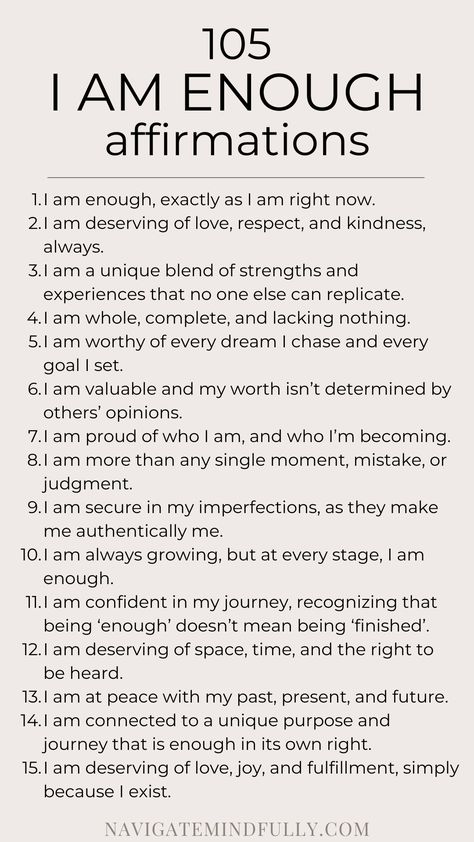 i am enough affirmations Evolving Affirmations, I Am Fearless Affirmations, The Power Of I Am, Daily Self Affirmations, I Am Affirmations For Women, Daily Affirmations For Self Love, Positive Words Of Affirmation, Empowerment Affirmations, Self Love Affirmation Quotes