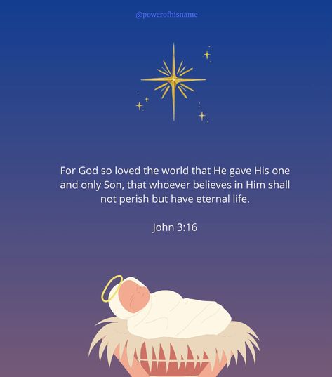 Blue purple background with baby Jesus born on Christmas and star of Bethlehem, Bible verse John 3:16 John 3 16 Christmas, God So Loved The World, Christmas Picture, John 3 16, For God So Loved The World, John 3:16, John 3, Christian Christmas, Only & Sons