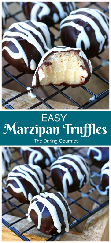 Marzipan Truffles Gluten Free Marzipan Cake, Marzipan Ideas, Marzipan Desserts, Marzipan Truffles, Marzipan Sweets, Marzipan Recipes, Homemade Marzipan Recipe, Gourmet Truffles, Daring Gourmet