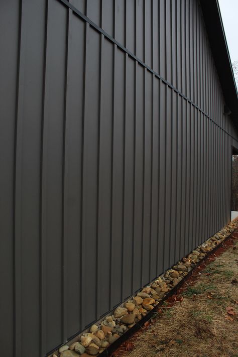 Board and Batten Steel Siding | True Metal Supply Metal Siding Cabin, Wood Look Metal Siding, Board And Batten Steel Siding, Metal Siding That Looks Like Wood, Black Metal Siding Exterior, Board And Batten Wall Exterior, Exterior Metal Cladding, Metal Board And Batten Siding, Steel Siding Exterior House