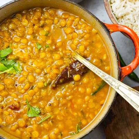 Chana Dal (Sattvic Vegan Bengal Gram Curry) Channa Dal Recipes, Chana Dal Recipes, Chana Dal Recipes Instant Pot, Chana Saag Vegan, Panchmel Dal, Dudhi Chana Dal, Urad Chana Dal Recipe, Chana Recipe, Dal Recipes