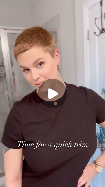 Buzz To Pixie, Very Short Feminine Haircut, 2 Guard Buzzcut, Women Very Short Hair, How To Style A Beanie With Short Hair, Women's Short Haircut, Shaggy Long Pixie Cut, Outfits With Pixie Haircut, Long Buzz Cut Woman