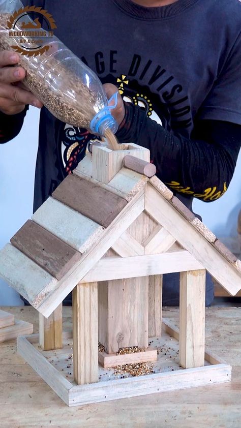 3.4M views · 57K reactions | Turn old pallets into amazing diy wooden bird feeder #Tips #woodcraft #woodworking #technique #carpenter #handmade #carpentry #woodart #creative #Hacks #woodworkingtips #DIY #tricks #woodwork #wooden #furniture #birdwatching #homedecore #birdhouse #birds #birdlovers #birdaspet #birdsofinstagram #lovebirds #babybird | Woodworking TV | Woodworking TV · Original audio How To Build Bird Feeders, Bird Tables Ideas, Wooden Bird Feeders Diy How To Build, Bird Feeders Diy Homemade Wooden, Diy Bird Table, Woodwork For Beginners, Diy Bird Feeder Wooden, Birds Houses Ideas, Bird Feeders Diy Homemade