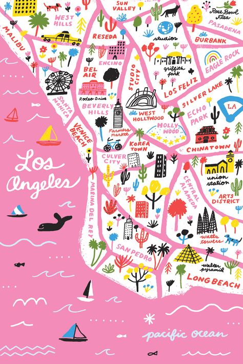 Map Illustrations: Maps – Jordan Sondler. #art #artist #artbook #map #mapillustraton #illustration Angeles, Los Angeles, Echo Park, I Love Los Angeles, Cartoon Map, I Love La, Hand Drawn Map, Los Angeles Art, Custom Art Print