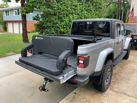 The must have JT tailgate accessory! Padded truck tailgating couch (Ozark Trail) | Page 5 | Jeep Gladiator (JT) News, Forum, Community - JeepGladiatorForum.com Jeep Gladiator Overland Accessories, Jeep Tailgate Ideas, Truck Must Haves, Jeep Truck Gladiator, Jeep Rubicon Accessories, Jeep Gladiator Accessories, Jeep Gladiator Overland, Jeep Wrangler Front Bumper, Truck Accessories Diy