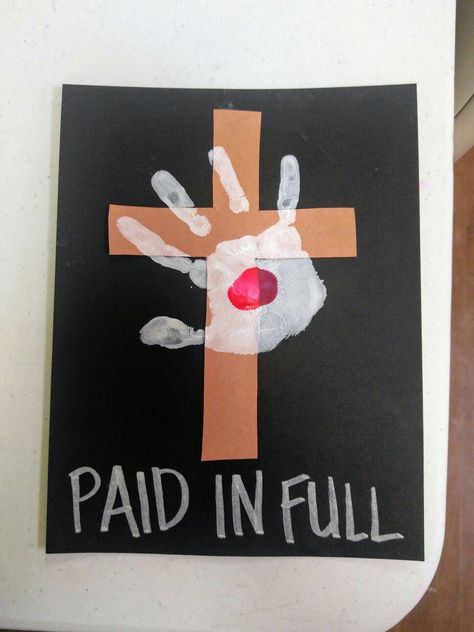 craft-crucifixion of jesus-cross-handprint Christian Crosses, Easter Sunday School, Jesus Crafts, Easter Crafts Preschool, Easter Crafts For Toddlers, Children's Church Crafts, Bible Story Crafts, Sunday School Kids, Easter Preschool