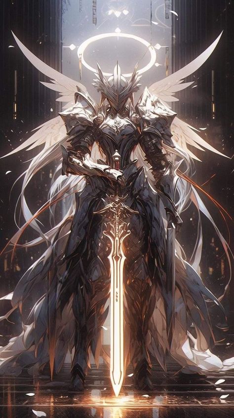 Angelic Warrior, Dark Fantasy Artwork, Female Armor, Angel Warrior, Knight Art, Fantasy Theme, Gundam Art, Fantasy Armor, Soul Art