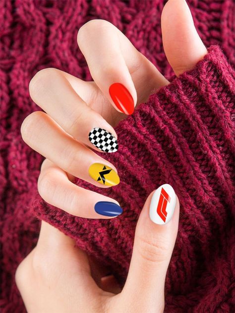 Racing Nails, Summery Nails, Red Nail Designs, Cool Nail Designs, Red Nails, Red Bull, Cute Nails, Formula 1, Nail Inspo