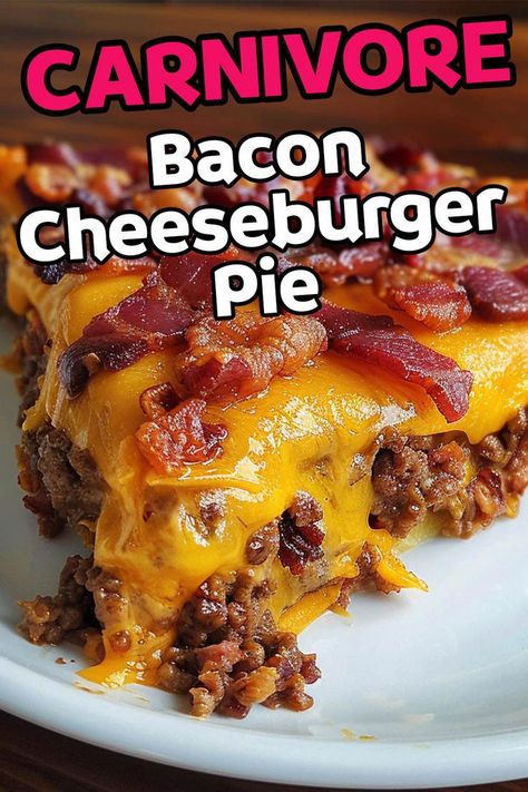 Carnivore Bacon Cheeseburger Pie - Great Carnivore Diet Recipe #LowCarbDietMeals Bacon Cheeseburger Pie, Caveman Diet Food List, Caveman Diet Recipes, Cheeseburger Pie, Carnivore Recipes, Calzone Recipe, Caveman Diet, Because The Internet, Meat Diet