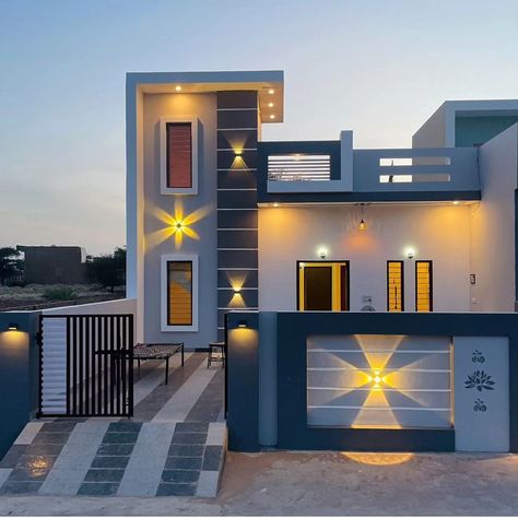 Front Colour Of House, Pant House Design, Home Exterior Ideas Indian, Home Elevations Modern, Home Exterior Design Indian, Village House Design Indian, Valuation Design, Modern Elevation Designs For House, House Front Design Indian