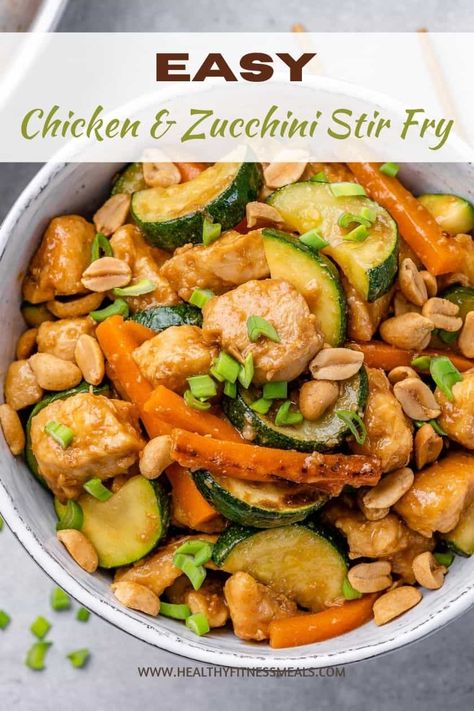 Chicken Zucchini Recipes, Zucchini Stir Fry, Chicken And Zucchini, Groundnut Oil, Zucchini Carrot, Stir Fry Recipe, Healthy Fitness Meals, Gluten Free Recipes For Dinner, Stir Fry Recipes