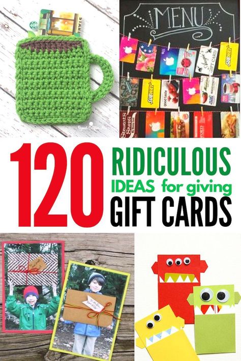 120 ridiculous ideas for giving gift cards Funny Ways To Give Gift Cards, Fun Ways To Give Gift Cards At Christmas, Unique Ways To Give Gift Cards, Funny Ways To Give Money As A Gift, Creative Ways To Give Gift Cards, Christmas Gift Card Presentation, Ridiculous Gifts, Funny Gift Cards, Christmas Snowball