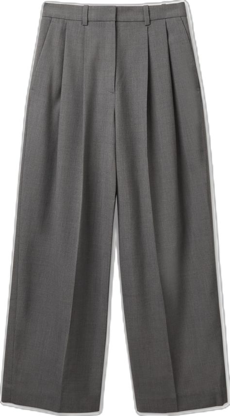 WIDE-LEG TAILORED PANTS - GRAY - Trousers - COS Grey Wide Leg Trousers Outfit, Leg Trousers Outfit, Grey Wide Leg Trousers, Party Trousers, Wide Leg Trousers Outfit, Lounge Trousers, Trousers Outfit, Trousers Women Wide Leg, Elephant Pants