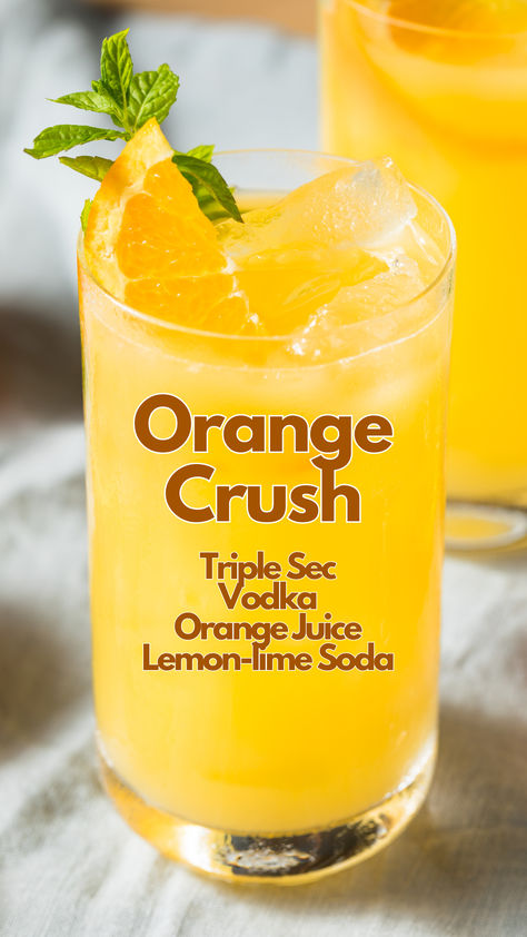 Orange Crush Big Cocktail Recipes, Drinks To Make With Orange Juice, Alcoholic Breakfast Drinks, Diet Cocktails, Orange Juice Drinks Alcohol, Orange Juice Mixed Drinks, Mix Drink Recipes, 3 Ingredient Drinks, Drinks With Orange Juice