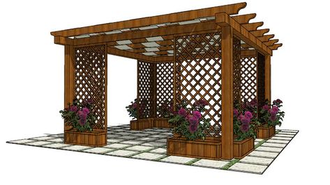 Pergolato Small Garden Gazebo, Garden Roof, Patio Garden Design, Backyard Sheds, Gazebo Pergola, Landscape Design Plans, Garden Gazebo, Roof Structure, Autocad Drawing