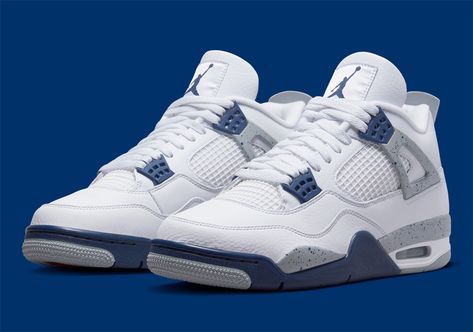 Jordan 4 Midnight Navy, Jordan 4 White, Basketball Shoes For Men, Jordan Sneaker, Nike Shoes Girls, Navy Sneakers, Blue Jordans, Jordan Shoes Girls, Jordan 4s