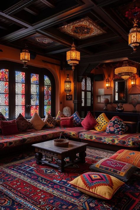 29 Boho Tranquil Spaces for Peaceful Living 9 Moroccan Lounge Room, Best Curtains For Living Room, Boho Meditation Room, Moroccan Inspired Living Room, Cozy Modern Living Room, Chic Living Room Design, Turkish Living Room, Best Curtains, Moroccan Houses