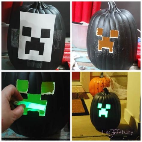 Have a Minecraft Halloween - costumes, accessories, and more! #ad #GameOnTheGo | The TipToe Fairy Jack O Lantern Minecraft, Minecraft Halloween Ideas, Minecraft Halloween Costume, Custome Ideas, Minecraft Pumpkin, Minecraft Halloween, Halloween Candy Bucket, Decorating Pumpkins, Love Minecraft