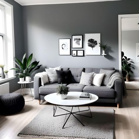 Grey Reception Room, Greylivingroom Ideas, Living Room Inspiration Grey Sofa, Grey Interior House, Grey Black Living Room Ideas, Gray And White Living Room Ideas, Grey Interior Design Living Room, Home Interior Design Grey, Grey Tones Living Room