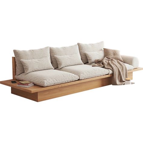 Corrigan Studio® Sofa - Wayfair Canada Japandi Sofa, Japanese Sofa, Japanese Style Living Room, Sofa With Wood, Japandi Furniture, House Sofa, Sofa Design Wood, Heal Yourself, Beige Sofa