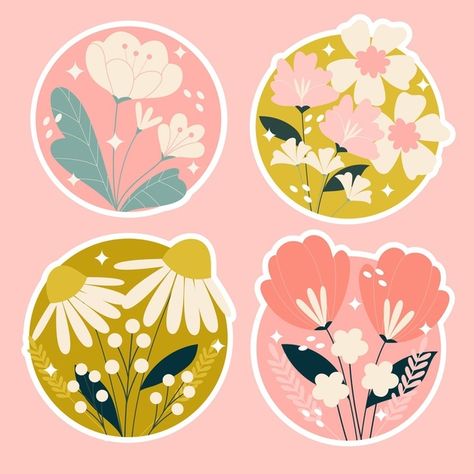 Plants Stickers, 달력 디자인, Posca Art, Nature Stickers, Vector Flowers, Vintage Floral Pattern, Floral Stickers, Flower Graphic, Art And Illustration