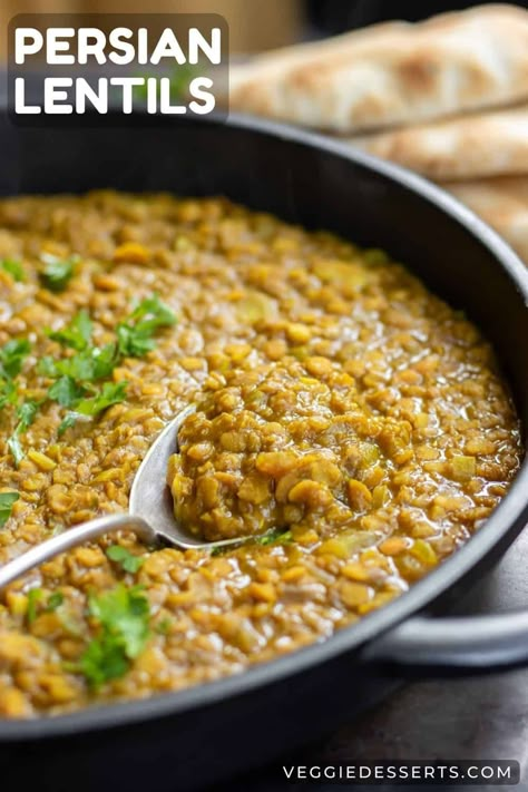 Try these aromatic Persian lentils, with turmeric, cinnamon, and cumin. It’s an easy recipe that makes a nourishing and hearty side dish for meal prep or weeknight dinners. Golden Lentil Recipes, Lentil Side Dish Recipes Easy, Pakistani Lentil Recipes, Recipes With Cooked Lentils, Persian Vegetables, Lentil Sides, Green Lentil Recipes Easy, Lentil Breakfast Recipes, Persian Lentils