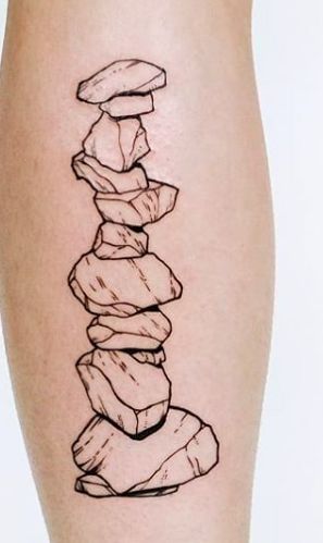 Stone tattoo, Balance tattoo, Rock tattoo #tattoo #ink #balance #stone #stackofrocks #idea #tattooidea Rock Tattoos Stone, Stacked Rocks Drawing, Stack Of Rocks Tattoo, Ebenezer Stone Tattoo, Stacked Stones Tattoo, Stacked Rocks Tattoo, Geological Tattoo, Rock Stack Tattoo, Rock Bottom Tattoo