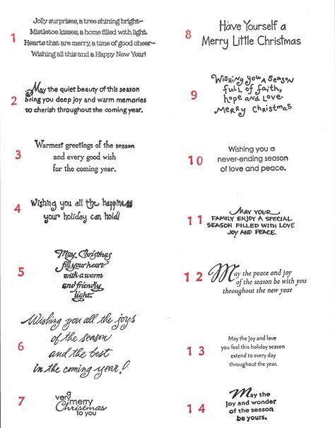 2010 Christmas Card Sentiments - Click to Enlarge! Christmas Card Sayings, Christmas Card Sentiments, Greeting Card Sentiments, Christmas Card Verses, Christmas Verses, Christmas Card Messages, Christmas Sentiments, Template Christmas, Card Sayings