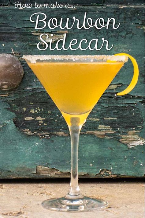 Whiskey Sidecar Cocktail, Bourbon Martini Recipes, Classic Bourbon Cocktails, Bourbon Sidecar Cocktail, Cocktails With Cointreau, Peychauds-bitters Drink Recipes, Sidecar Cocktail Recipe, Side Car Drink Cocktails, Cointreau Recipes