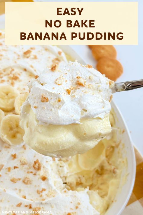 Recipe With Cool Whip, Easy Banana Pudding Recipe, Cool Whip Desserts, Banana Pudding Desserts, Easy Banana Pudding, No Bake Banana Pudding, Retro Desserts, Banana Pudding Recipe, Homemade Banana Pudding