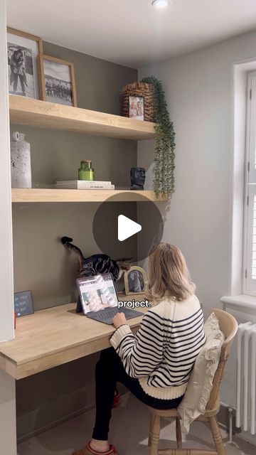 ALEX | DIY, Upcycling & Style on Instagram: "ALCOVE DESK SHOPPING LIST 📐  so you want to add a desk in your unused alcove but you’re not sure where to start. I have added a full shopping list below including the tools, materials & product codes I used for this project!  FOLLOW & COMMENT “alcove desk” & I’ll sent the list straight to your inbox too!  Tools - Drill - Laser level - Mitre Saw (can also use hand saw) - Hammer - Spirit Level - Tape Measure - Stud Finder - Pencil - Nail Gun (can also use hammer & nails)  Materials - 5010445686153 - Rawl Plugs - I used 10mm ones - 3663602747406 -  Timber screws, to screw the main frame into the wall I used 90mm screws I already had. You need to use screws at least 70mm thick I’d say to be able to go through the frame and into the wall. For the th Panelling Paint Colours, Alcove Desk Ideas, Choosing Wallpaper, Wallpaper Panelling, Alcove Desk, Alcove Shelves, Tiny Home Office, Desk Hacks, Mitre Saw