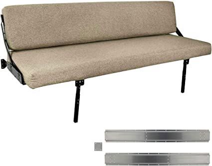 RecPro 80" Wall Mount Sofa with Adjustable Legs in Cloth | RV Sofa Bed | RV Furniture | RV Bed | Fold Over Wall Mount Bed (Oatmeal, with Mounting Brackets) Rv Sofa Bed, Bed Fold, Hinges Diy, Rv Sofas, Folding Couch, Fold Down Beds, Rv Furniture, Fold Out Beds, Unique Sofas