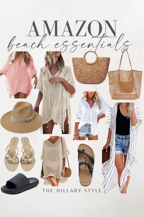 Summer is upon us! Check out all these great beach items and get prepared for the warm weather! Visit to Shop: Amazon fashion. OOTD. Straw handbag. Beach hat, flip flops, swim coverup, kimonos, button up, beach wear, summer clothing. Kimonos, Vacation Outfits Women, Beach Items, Straw Hat Beach, Beach Vacation Outfits, Swim Coverup, Amazon Beauty Products, Beach Essentials, Summer Fashion Trends