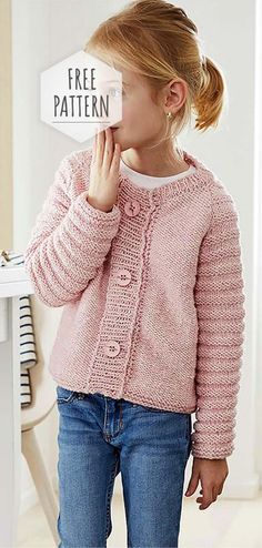 Free Childrens Knitting Patterns, Kids Sweater Pattern, Baby Cardigan Knitting Pattern Free, Kids Knitting Patterns, Knitting Patterns Free Sweater, Knit Cardigan Pattern, Pattern Cardigan, Kids Cardigans, Baby Sweater Knitting Pattern