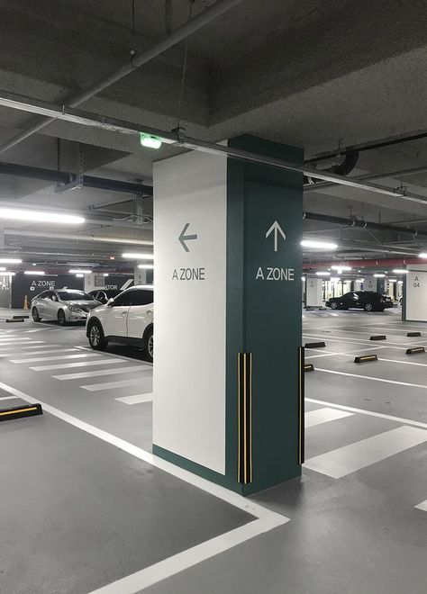 Parking Wall Design, Carpark Design, Parking Lot Design, Parking Lot Signage, Parking Ideas, Car Park Design, Parking Lot Sign, Basement Parking, Parking Lot Architecture