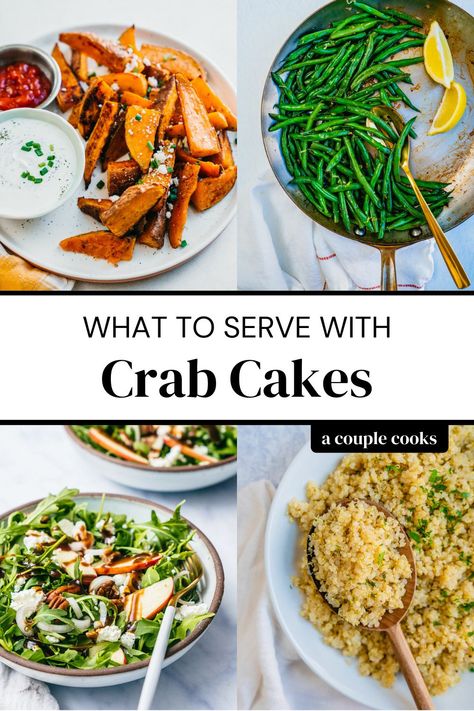 Wondering what to serve with crab cakes? Here are the best side dishes for crab cakes to make this delicious appetizer into a meal. | side dishes | quinoa recipes | rice recipes | veggie recipes | salad ideas | #crabcakes #sidedishes #sidesforcrabcakes #sides #easysidedishes #sidedish #crabcakessidedish Crab Cakes Meal Ideas, Crab Cake Side Dishes Dinners, What To Serve With Crab Cakes Dinners, Crab Cakes And Sides, Sides To Go With Crab Cakes, Crab Dinner Side Dishes, Crab Cake Meals Sides, Crab Cake Meal Ideas, What To Eat With Crab Cakes