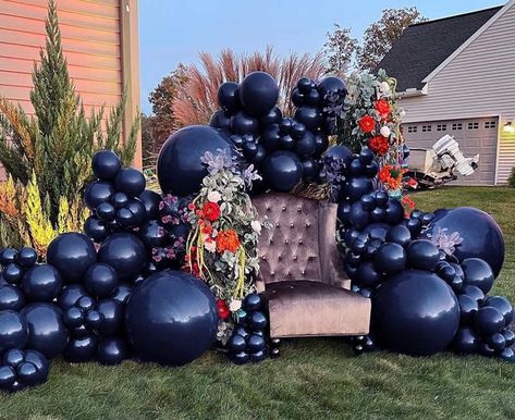 Navy Blue Balloon Garland, Blue Balloon Arch, Blue Balloon Garland, Teal Balloons, Balloon Arch Kit, Silver Balloon, Blue Balloon, Gender Reveal Party Decorations, Black Balloons