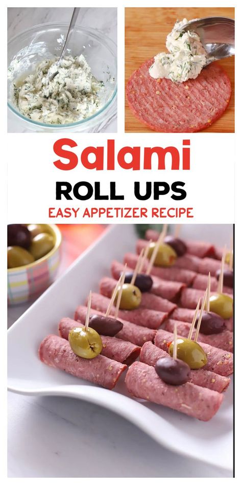 Slices of salami meat with cream cheese with olives with Pinterest overlay. Salami Cream Cheese Roll Ups Appetizers, Salami Roll Ups, Salami Appetizer, Salami Rolls, Keto And Gluten Free, Low Carb Appetizer, Big Mac Sauce Recipe, Mac Sauce Recipe, Salami Recipes