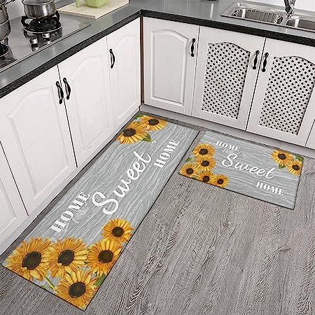 Rooster Rugs, Farmhouse Kitchen Rugs, Chocolate Kitchen, Clean Living Rooms, Butterfly Rug, Sunflower Home Decor, Kitchen Decor Sets, Sunflower Kitchen Decor, Sunflower Kitchen