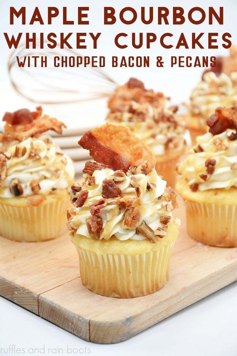 Cake Pops, Boozy Cupcakes Recipes, Bourbon Cupcakes, Pecan Cupcakes, Whiskey Caramel, Maple Bacon Cupcakes, Bacon Cupcakes, Delicious Cupcakes Recipes, Boozy Cupcakes