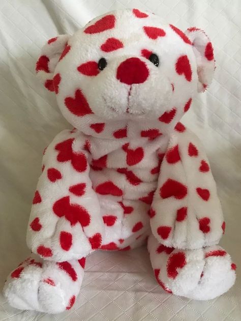 Ty Pluffies Dreamsy Plush Tylux White Teddy Bear W/ Red Hearts 2007 Soft Beanie  | eBay Red Teddy Bear Aesthetic, Ty Pluffies, Heart Teddy Bear, Red Teddy Bear, Red Album, Teddy Bears Valentines, White Teddy Bear, Kawaii Toys, Vintage Teddy Bears