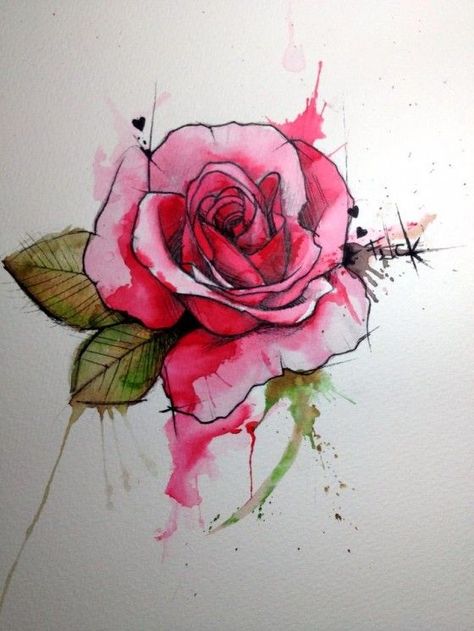 Акварель – 315 photos | VK Watercolor Rose Tattoos, Kunst Tattoos, Tattoo Rose, Desenho Tattoo, Cat Air, Tattoo Love, Trendy Tattoos, Watercolor Rose, Ink Drawings