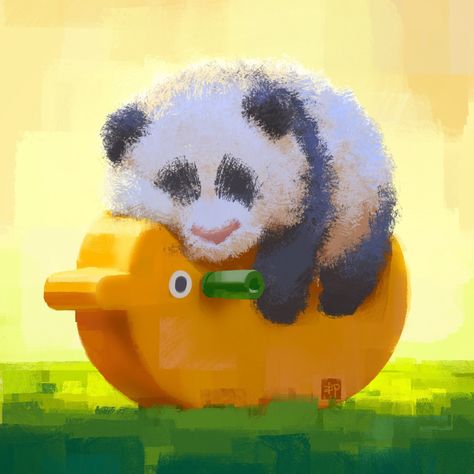 ArtStation - Nap time, Lynn Chen Lynn Chen, Corgi Drawing, Panda Artwork, Childrens Artwork, Color Script, Cute Kawaii Animals, Visual Development, Illustrations And Posters, Cat Painting